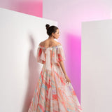 Floaty Marble Embroidered Off-Shoulder Gown