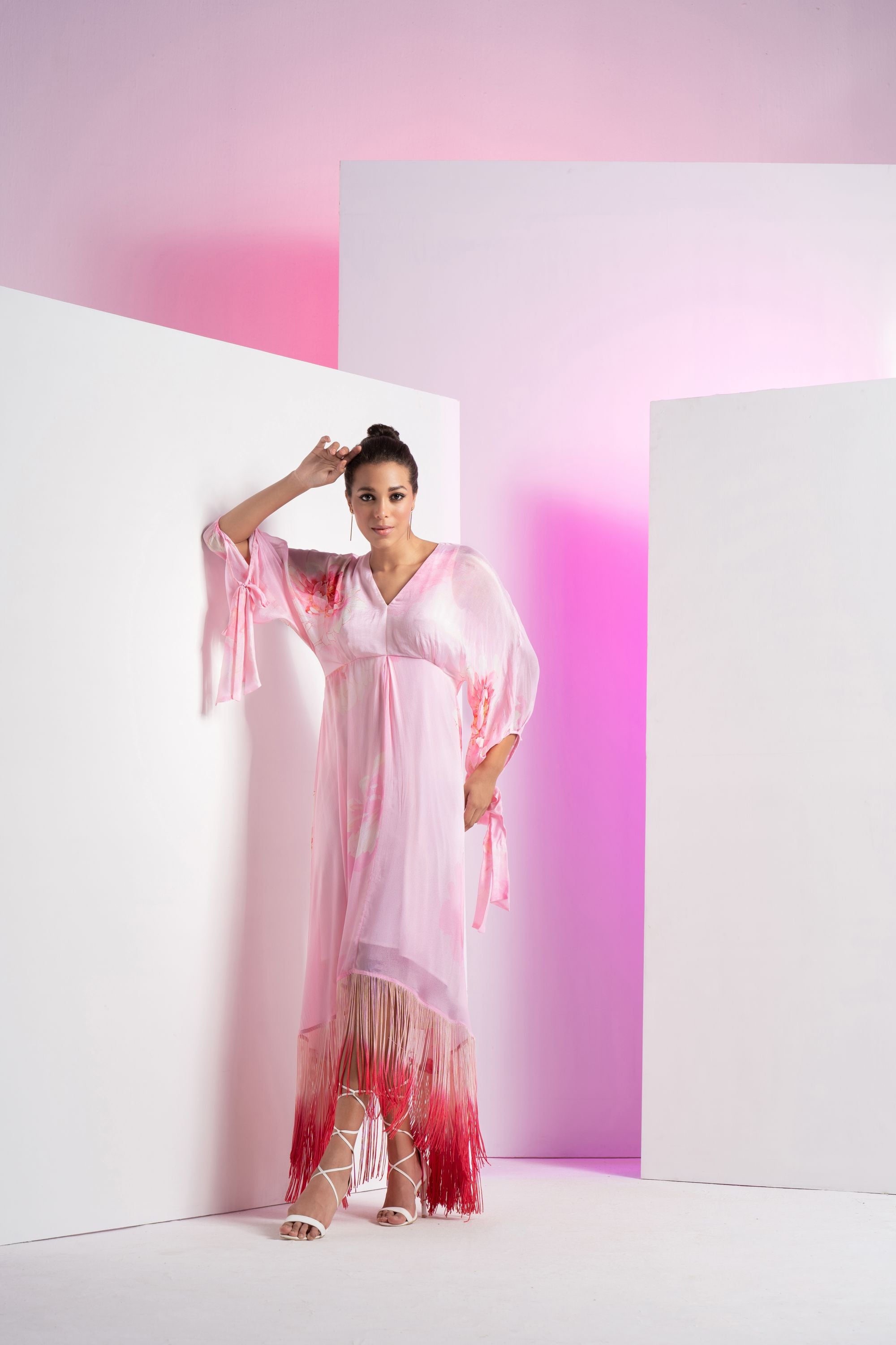 Champagne Blush Kimono Maxi Dress