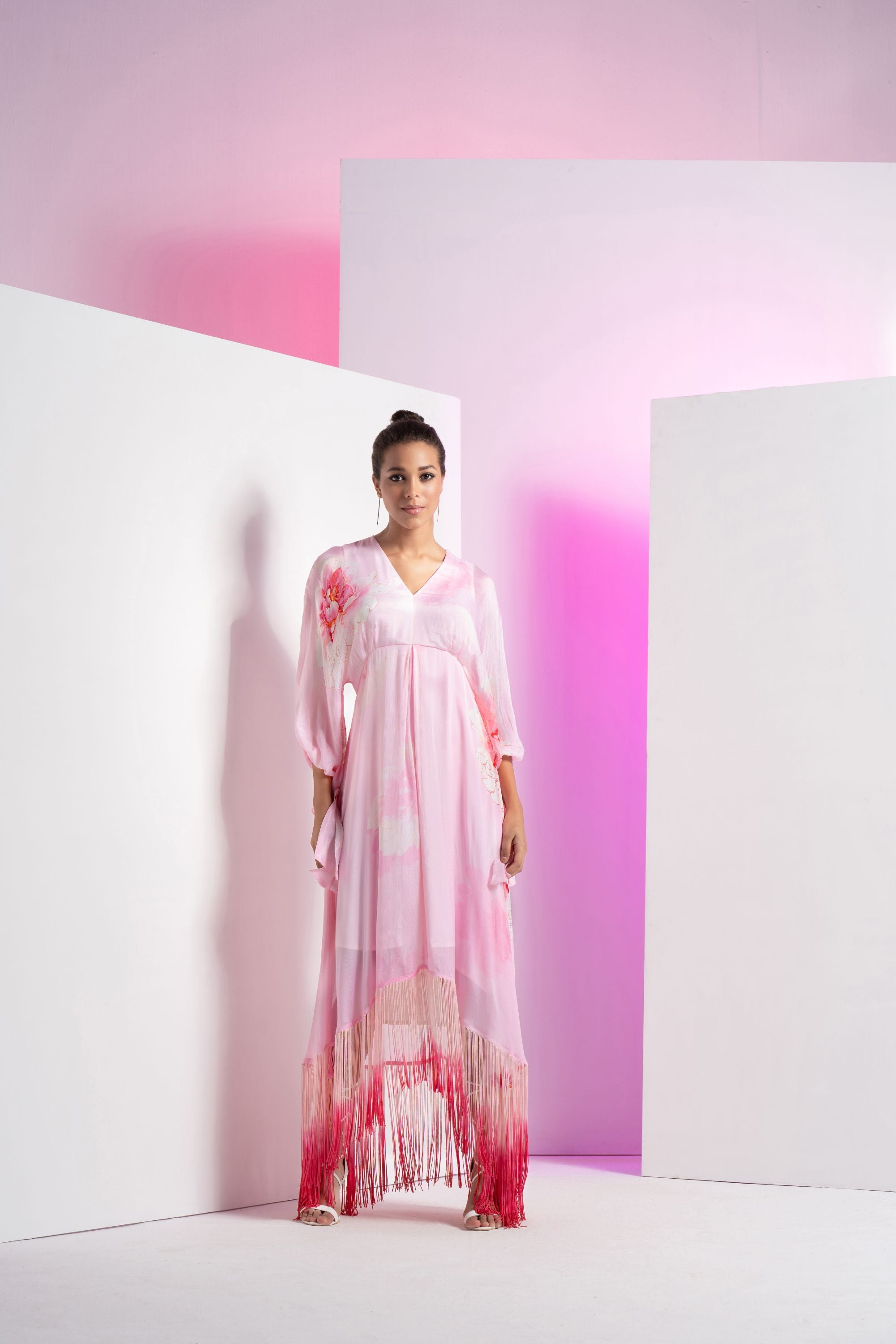 Champagne Blush Kimono Maxi Dress