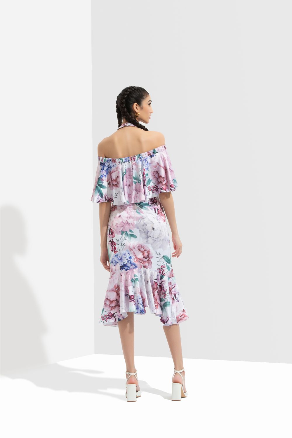 Iris Printed Off Shoulder Dress #RTS