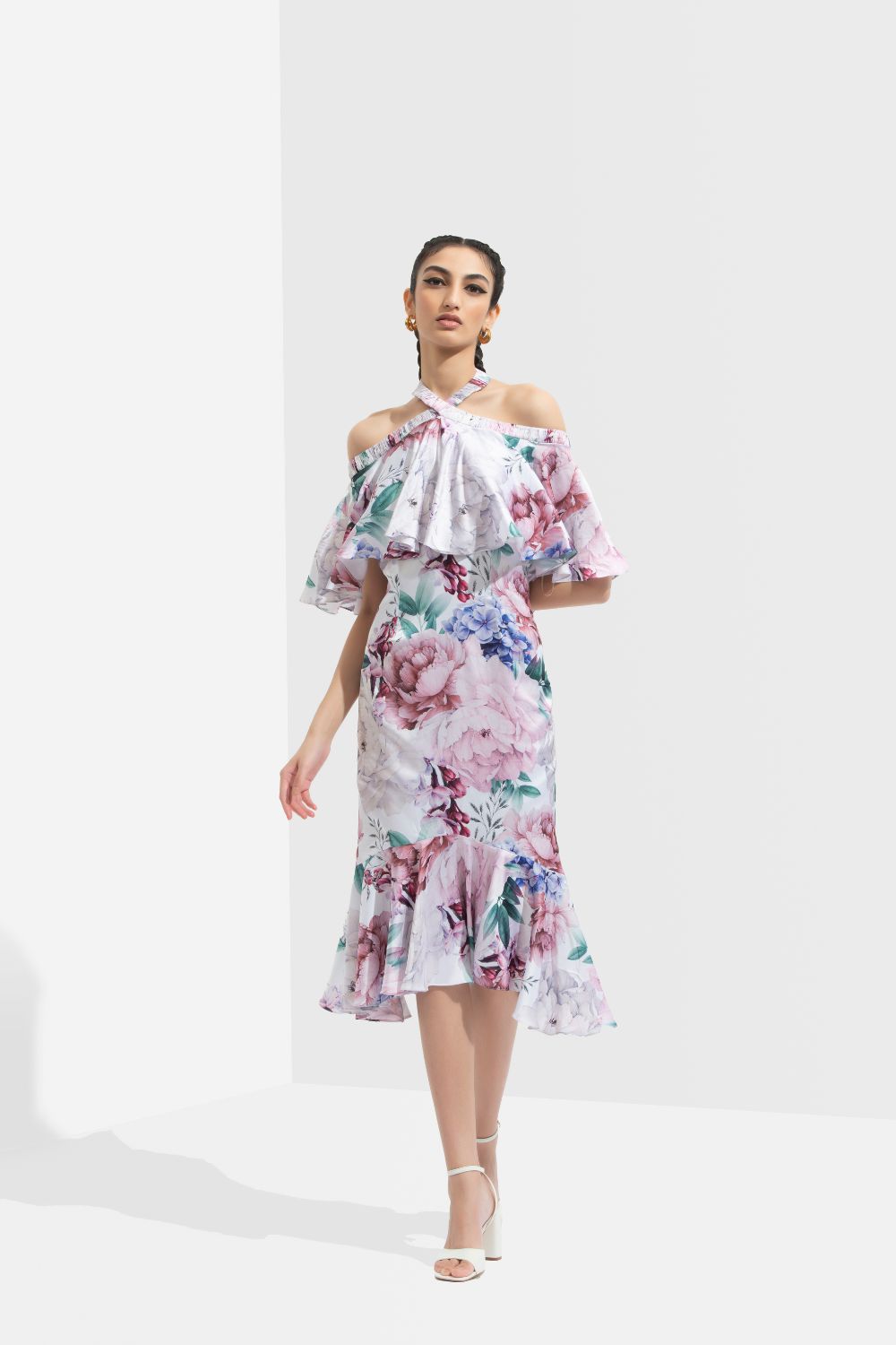 Iris Printed Off Shoulder Dress #RTS