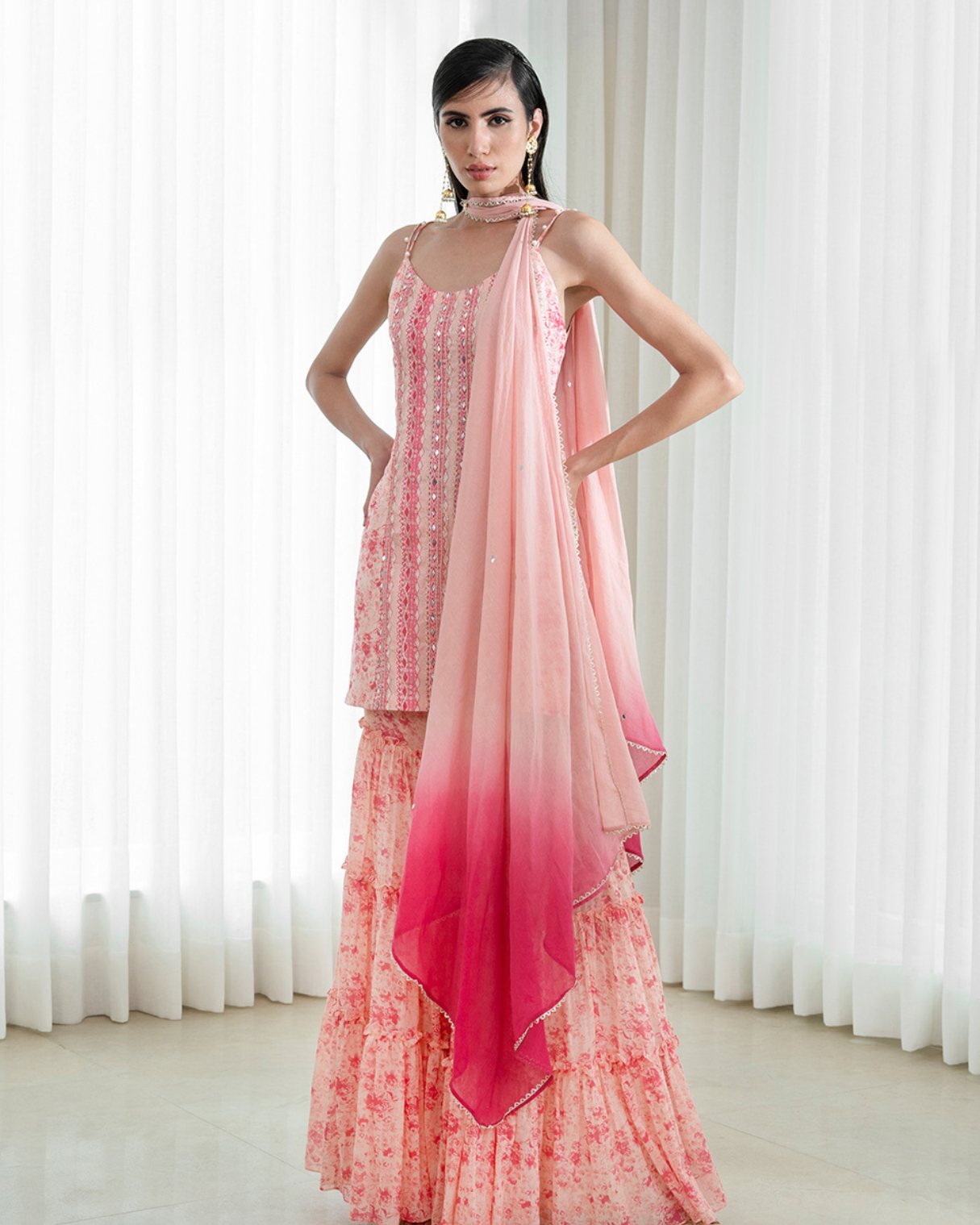 Sharara set with printed kurta