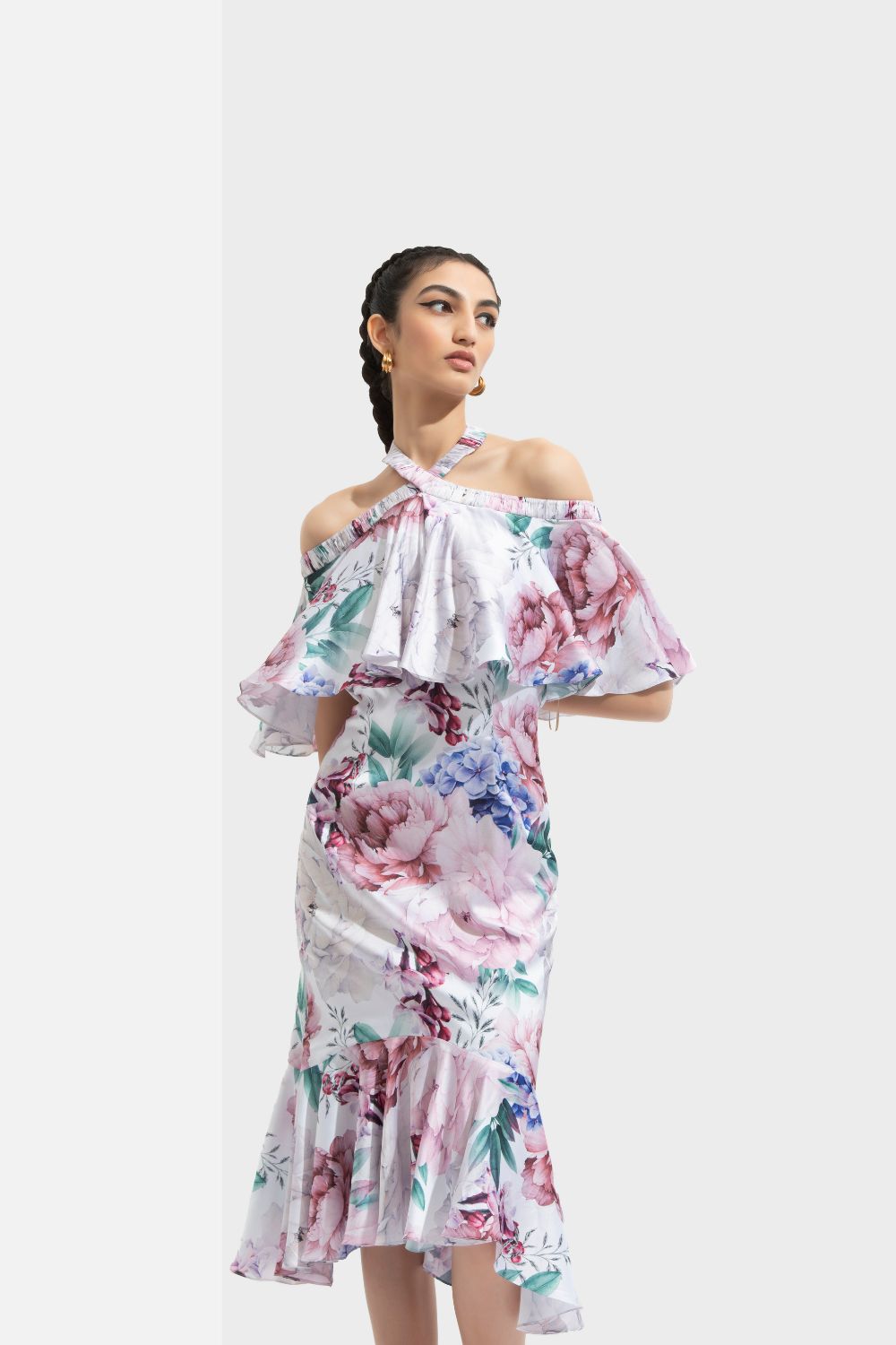 Iris Printed Off Shoulder Dress #RTS