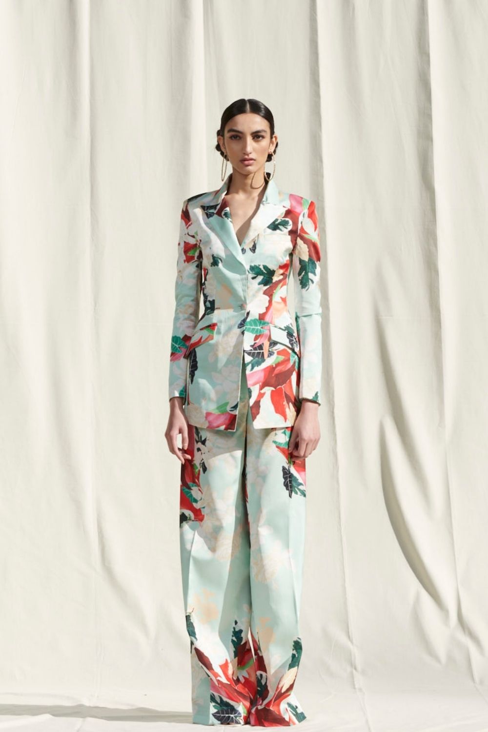 Satin Printed Pant Suit #RTS