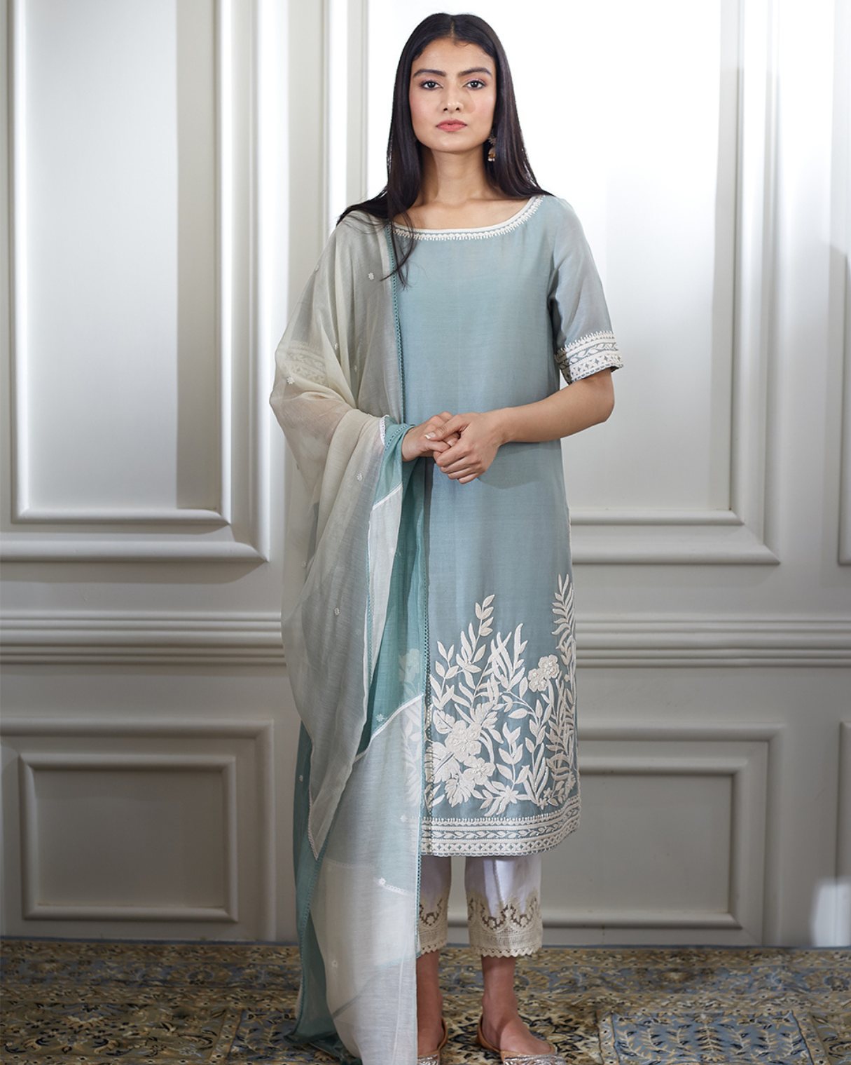 Green Dori Embroidered Kurta Set