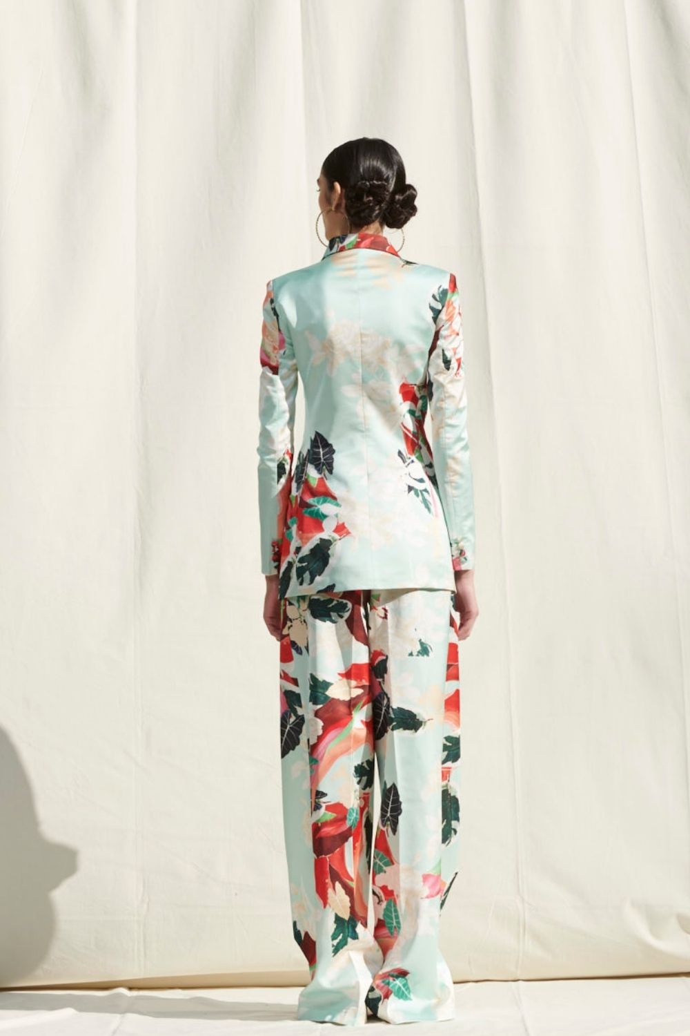 Satin Printed Pant Suit #RTS