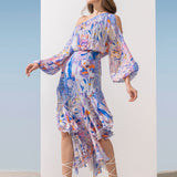 Chiffon Blue Multi Printed Dress