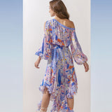 Chiffon Blue Multi Printed Dress