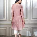 Dusty Pink Aari Embroidred Tunic Set