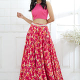Fuchsia Embroidered Printed Lehenga Set
