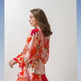 Chiffon Coral Printed Mini Dress