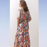 Satin Geometric Kaftan Dress
