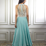 Aqua Pearl Embellishment Anarkali Set