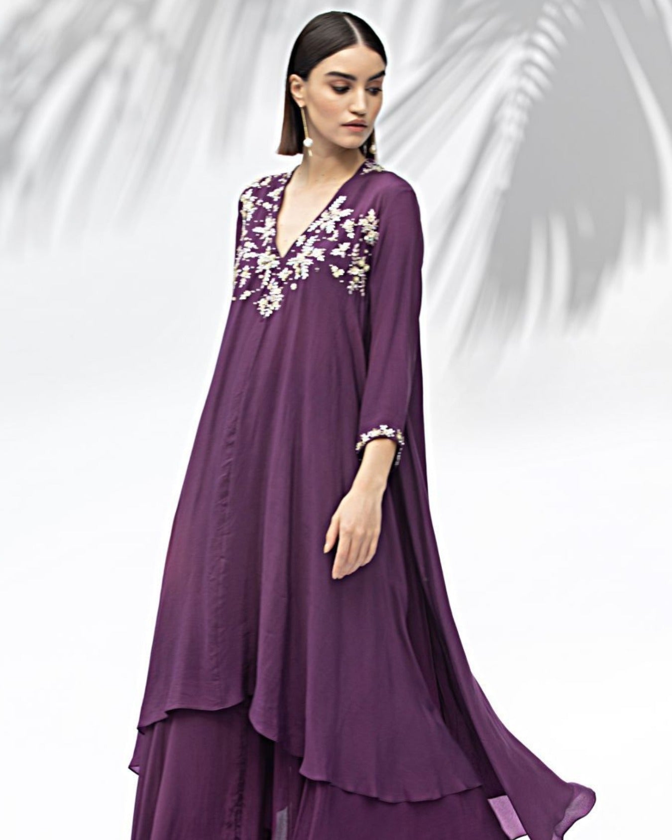 Jade Purple Tunic With Sharara Set