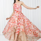 Maple Leaves Printed Organza Dress