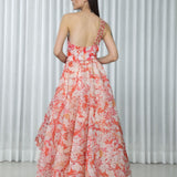 Maple Leaves Printed Organza Dress