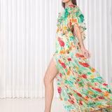 Dahlia Bouquet Printed Chiffon Dress