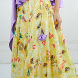Lilac Asymmetric Printed Lehenga Set