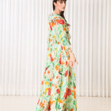 Dahlia Bouquet Printed High Low Dress