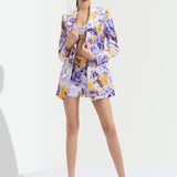 Sumire Printed Jacket Paired With Bustier And Shorts