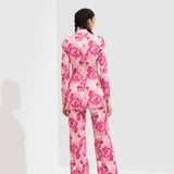 Sakura Printed Jacket Paired With Bootleg Trouser