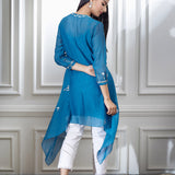 Blue Aari Embroidered Kurta Set