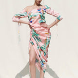 Side Gather One Shoulder Dress