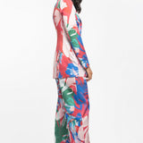 Satin Printed Jacket And Pant Set