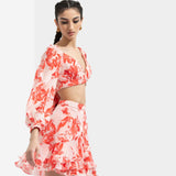 Matsu Printed Wrap Skirt Paired With Blouse