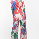 Satin Printed Jacket And Pant Set