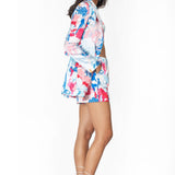 Satin Printed Jacket With Shorts And Bustier