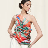 Draped One Shoulder Top With Palazzo