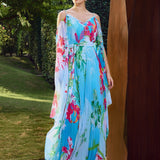 Deep V-Neck Heat Pleat Maxi Dress
