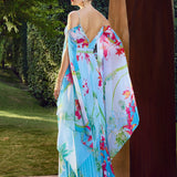 Deep V-Neck Heat Pleat Maxi Dress