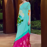 Wage Placement One-Shoulder Kaftan