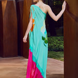 Wage Placement One-Shoulder Kaftan