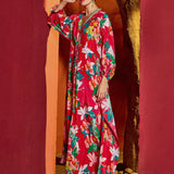 Red Blossom Asymmetrical Kaftan