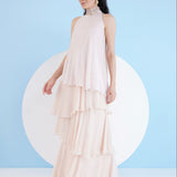 Nude Tiered Maxi Dress