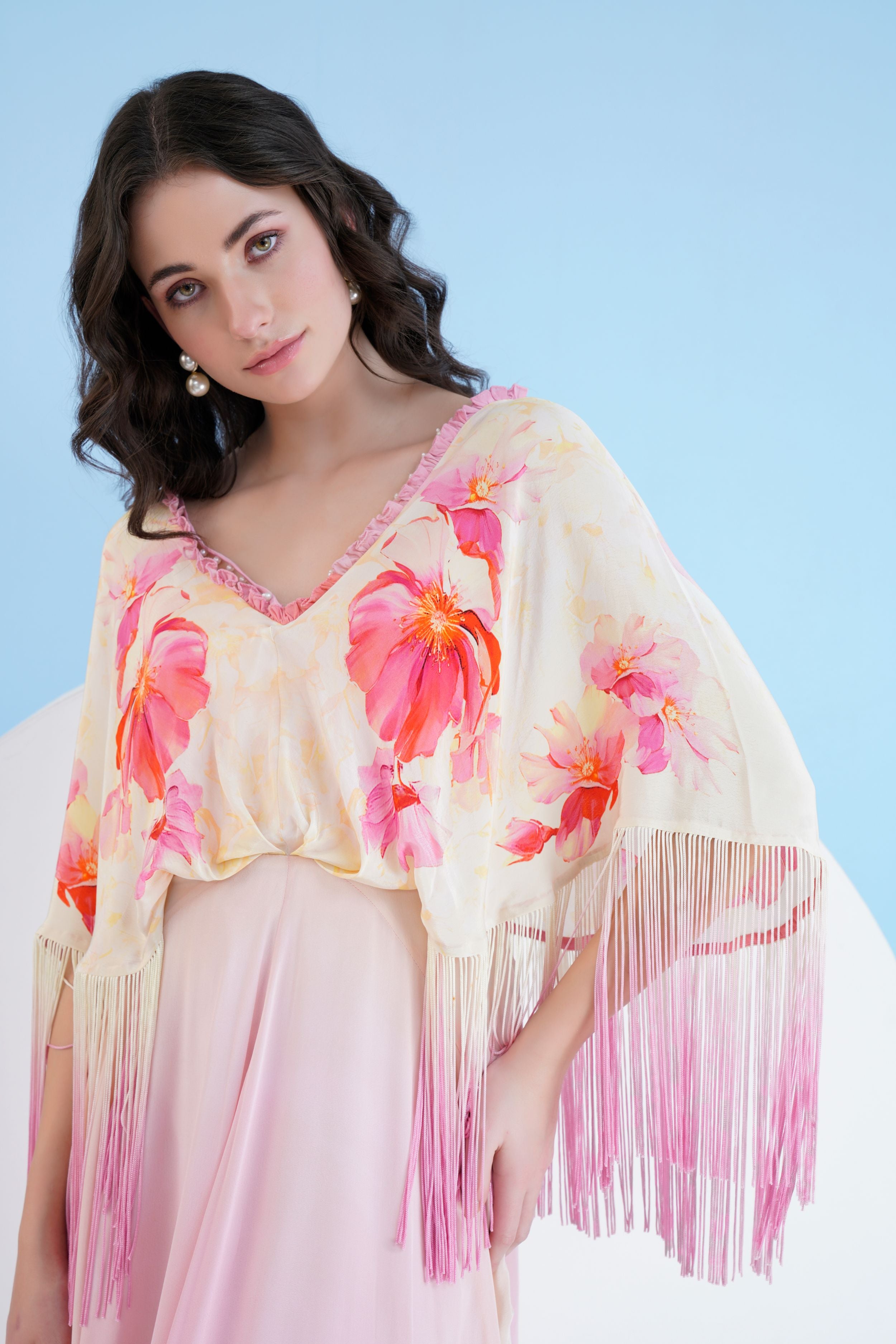Bauhinia printed ombre maxi dress
