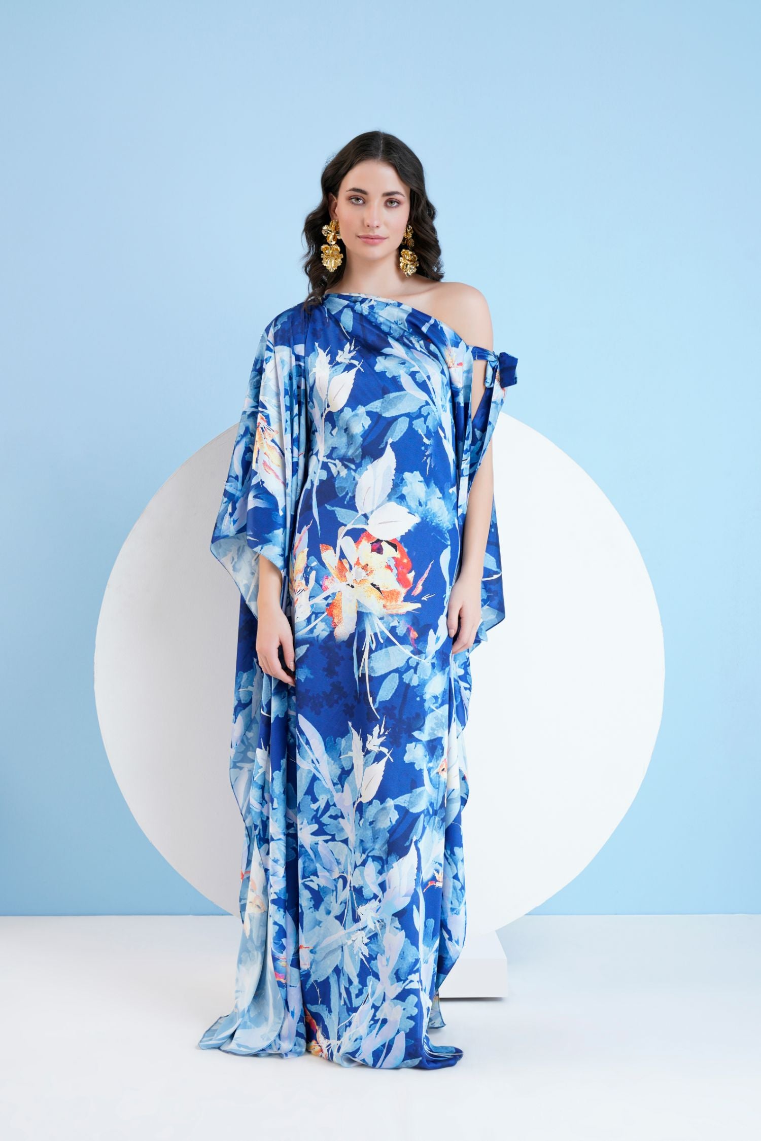 Printed Straight Kaftan With Knot Detail