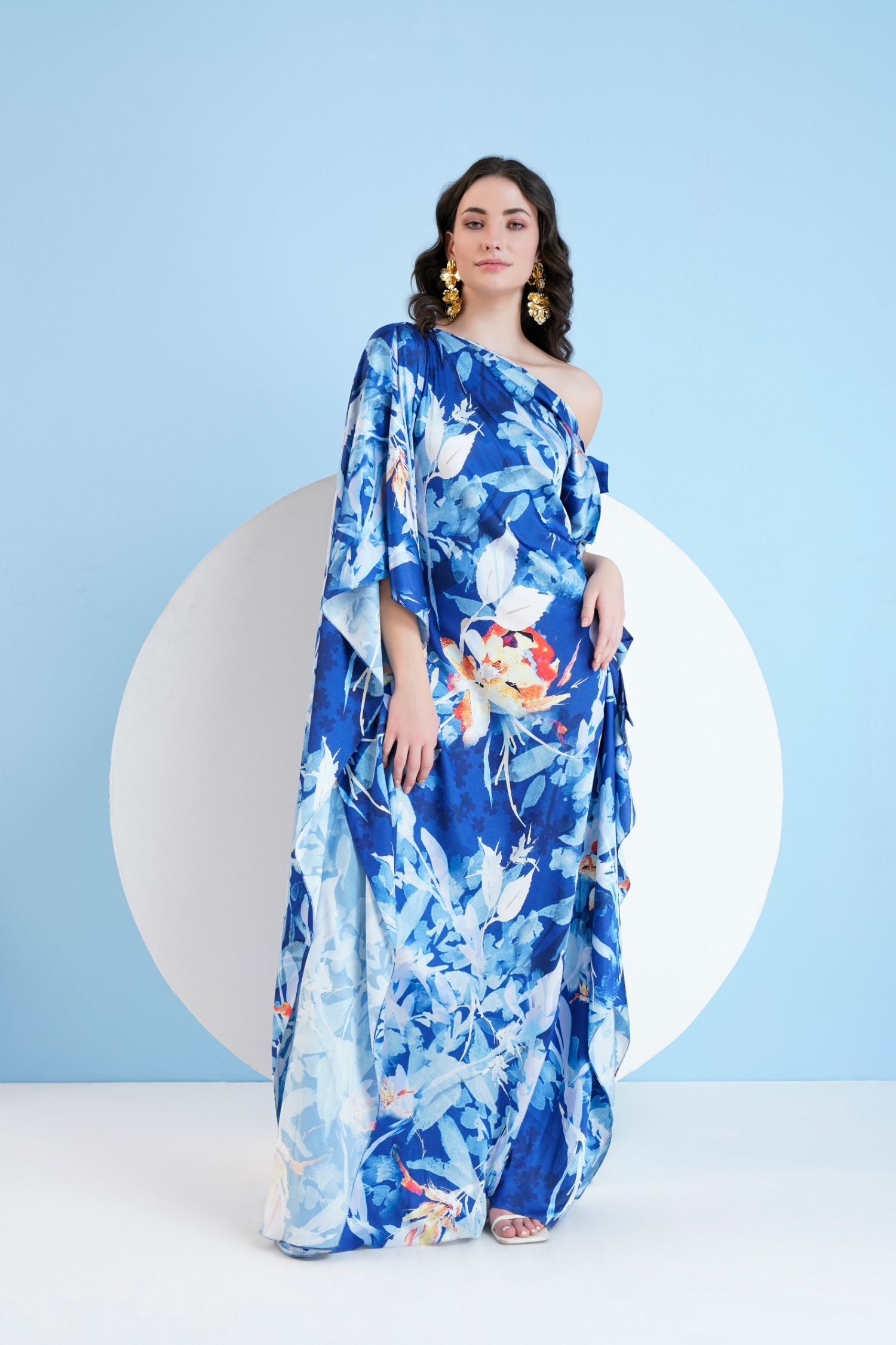 Printed Straight Kaftan With Knot Detail