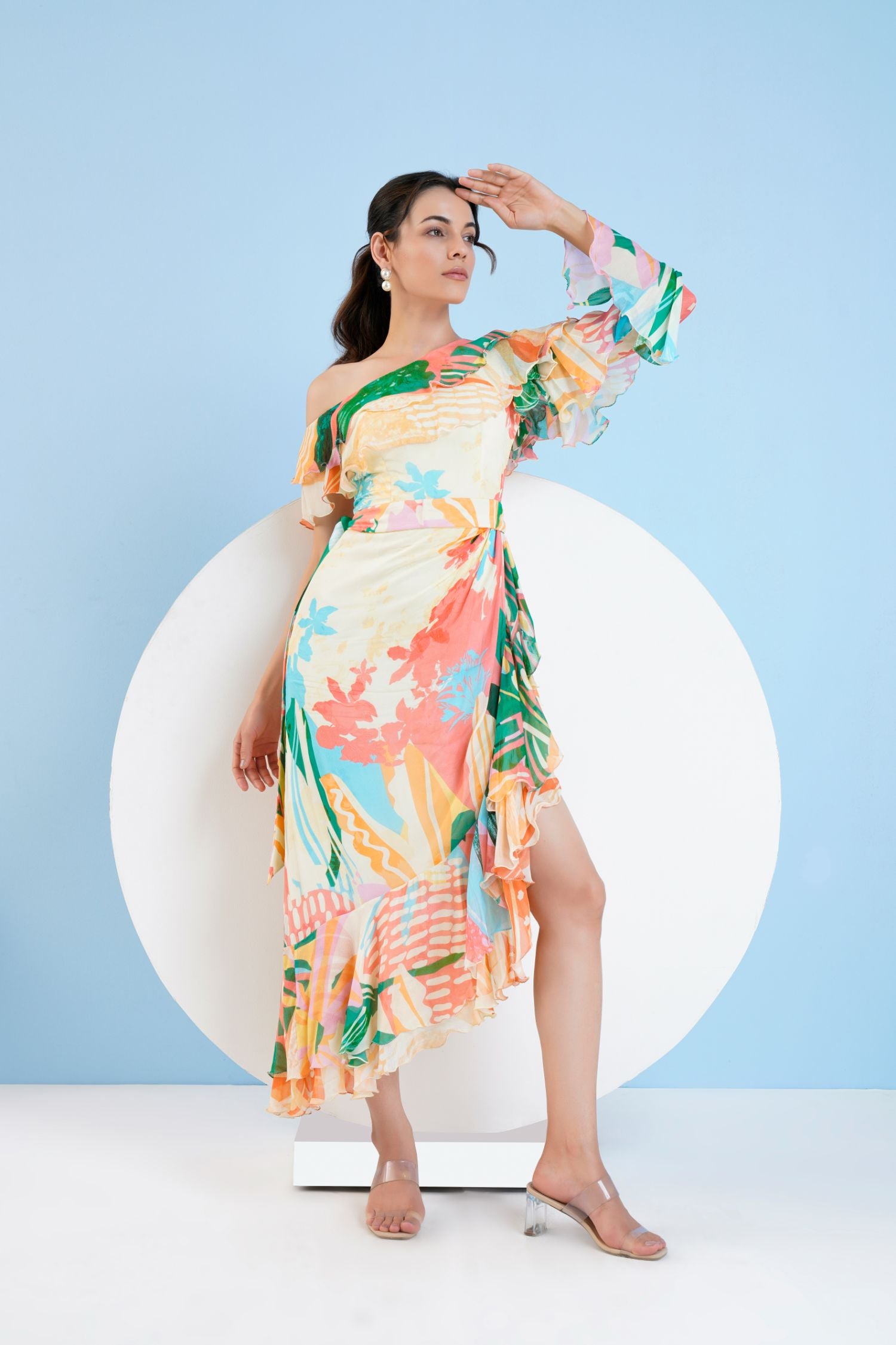 Tropical Crush Printed One Shoulder Dress