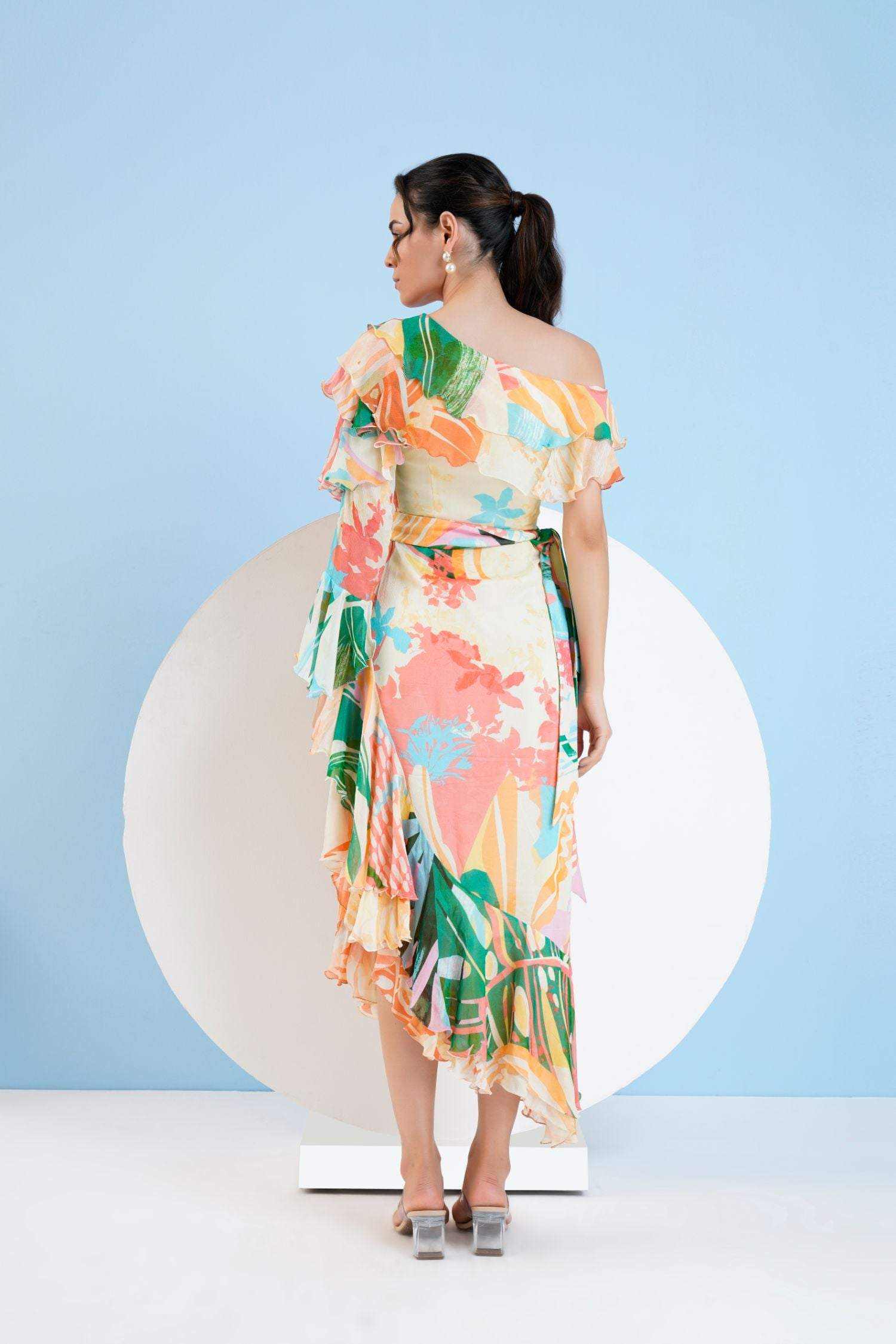 Tropical Crush Asymmetric Midi Dress