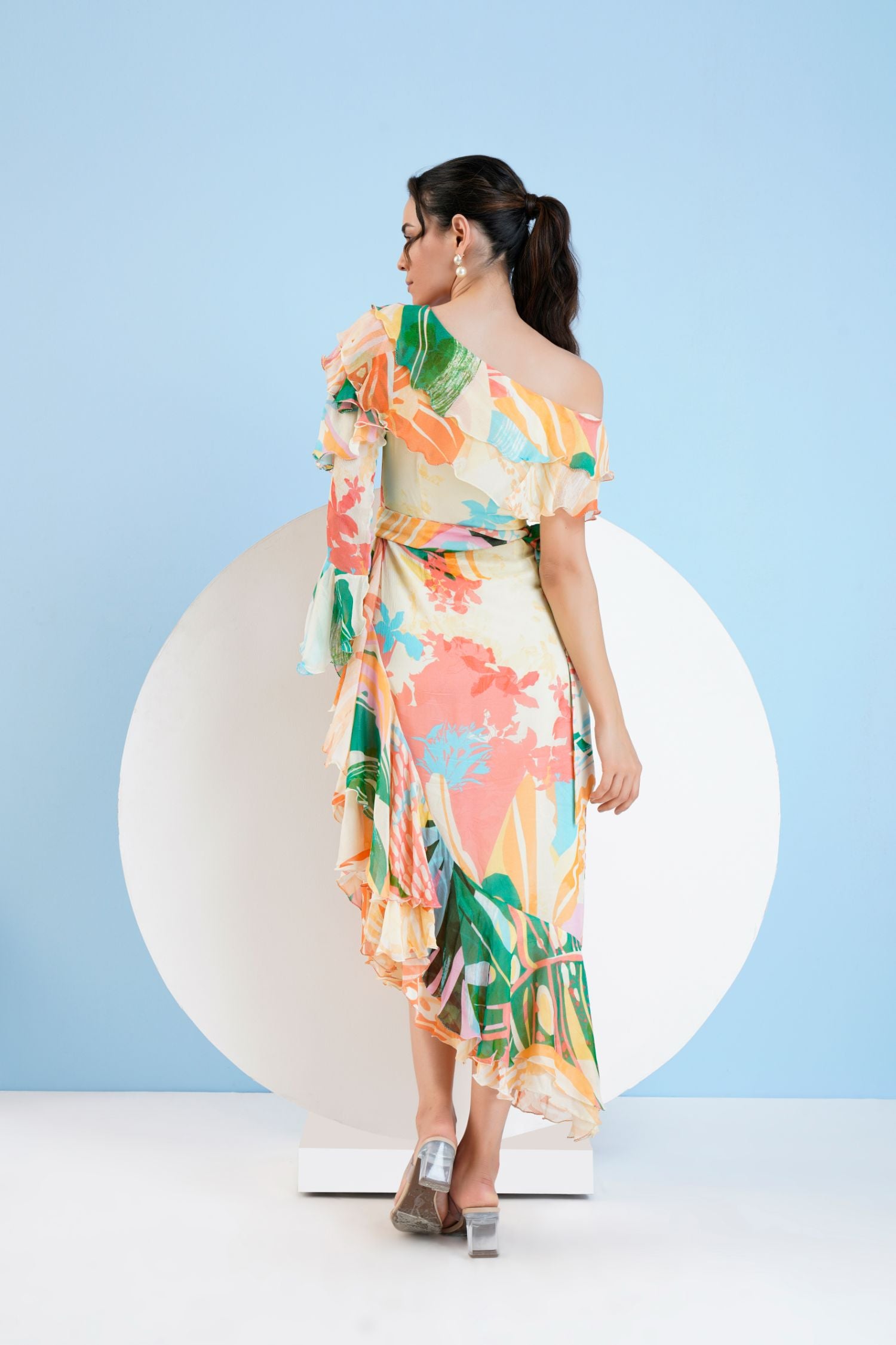 Tropical Crush Asymmetric Midi Dress