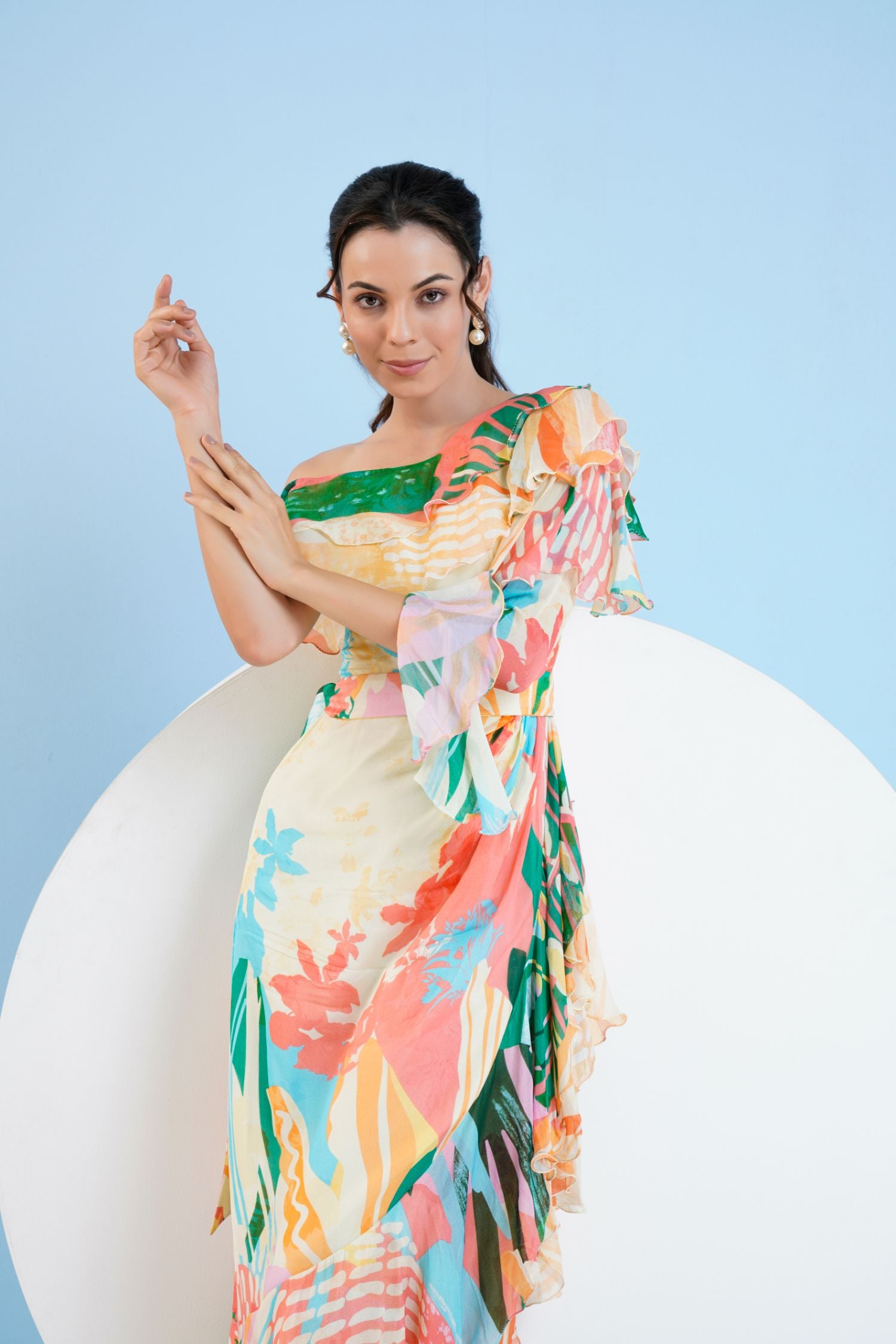 Tropical Crush Asymmetric Midi Dress