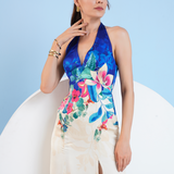Floral Expression Halter Maxi Dress