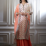 Ivory Printed Kurta Sharara Set