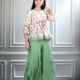 Printed Ivory Top & Sharara Set
