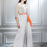 Hand Embroidered Printed Chanderi Jumpsuit