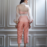 Soft organza jacket with a bustier and a crop pants